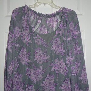 Women's 2pc Gray and Purple paisley print blouse